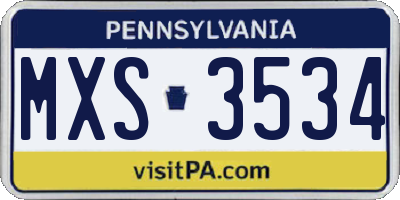 PA license plate MXS3534