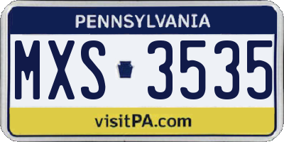 PA license plate MXS3535