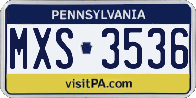PA license plate MXS3536