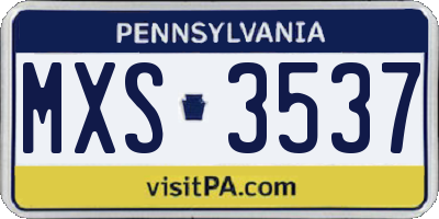 PA license plate MXS3537