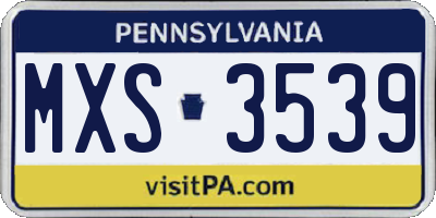 PA license plate MXS3539
