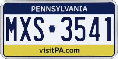 PA license plate MXS3541