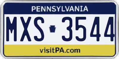 PA license plate MXS3544