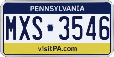PA license plate MXS3546