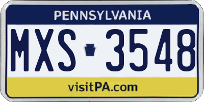 PA license plate MXS3548