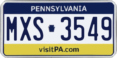 PA license plate MXS3549