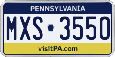 PA license plate MXS3550