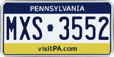 PA license plate MXS3552