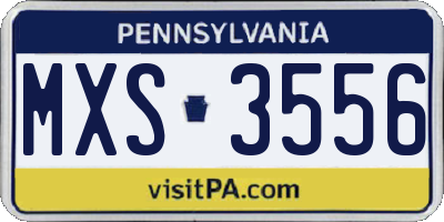 PA license plate MXS3556