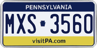 PA license plate MXS3560