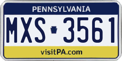 PA license plate MXS3561