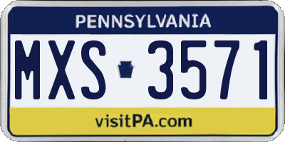 PA license plate MXS3571