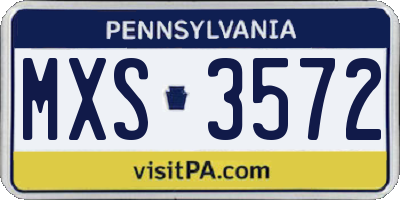 PA license plate MXS3572