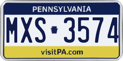 PA license plate MXS3574