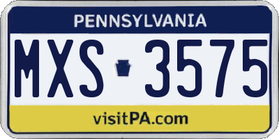 PA license plate MXS3575