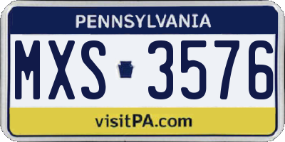 PA license plate MXS3576