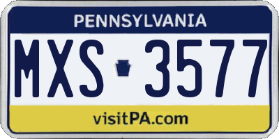 PA license plate MXS3577
