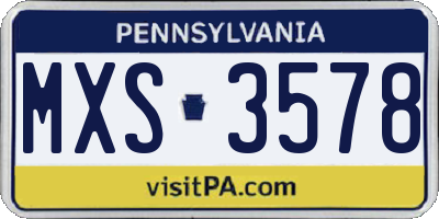 PA license plate MXS3578