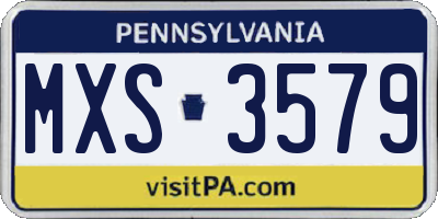 PA license plate MXS3579