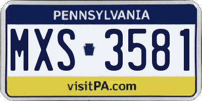 PA license plate MXS3581
