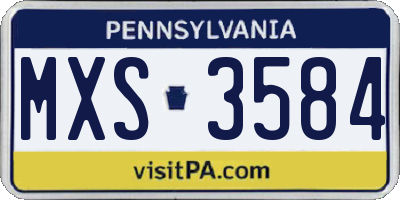 PA license plate MXS3584