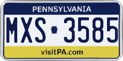 PA license plate MXS3585