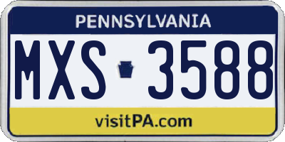 PA license plate MXS3588