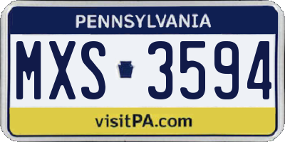 PA license plate MXS3594