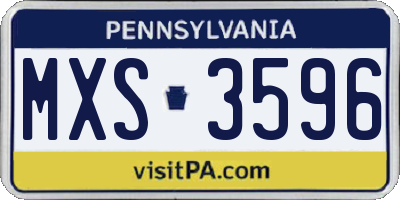 PA license plate MXS3596