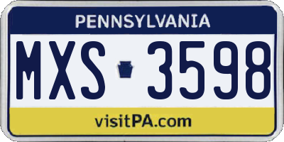 PA license plate MXS3598