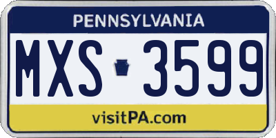 PA license plate MXS3599