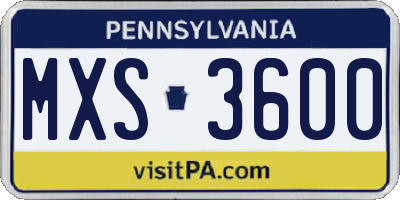 PA license plate MXS3600