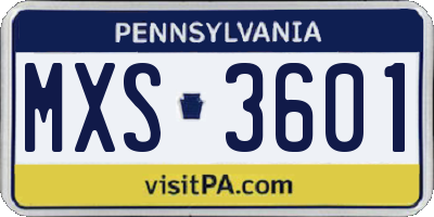 PA license plate MXS3601