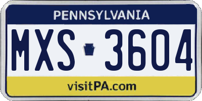PA license plate MXS3604