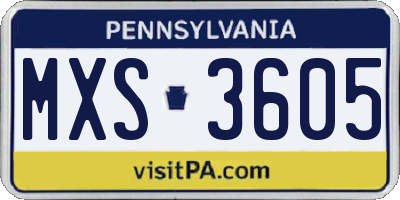 PA license plate MXS3605