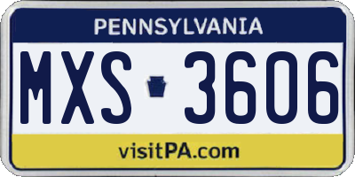 PA license plate MXS3606