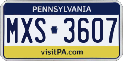 PA license plate MXS3607