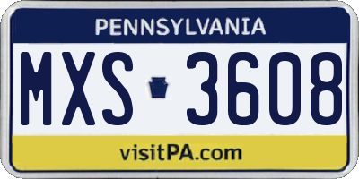 PA license plate MXS3608