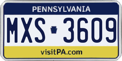 PA license plate MXS3609