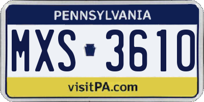 PA license plate MXS3610
