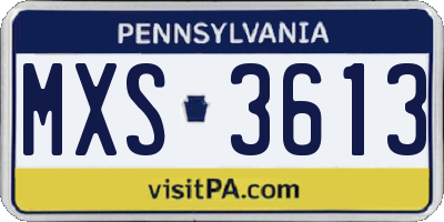 PA license plate MXS3613