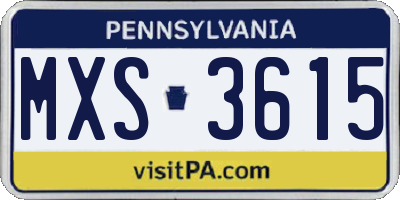 PA license plate MXS3615