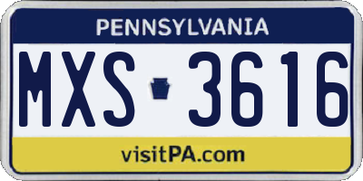 PA license plate MXS3616