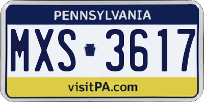 PA license plate MXS3617