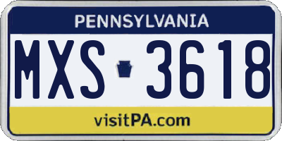 PA license plate MXS3618