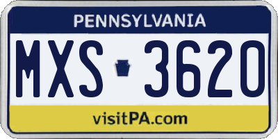 PA license plate MXS3620