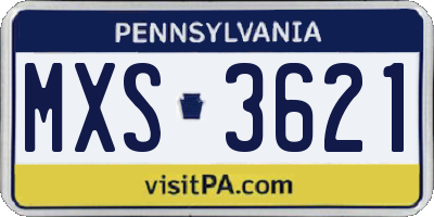 PA license plate MXS3621