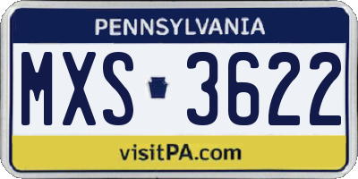 PA license plate MXS3622
