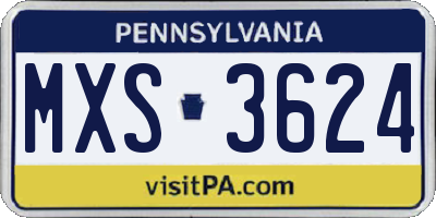 PA license plate MXS3624
