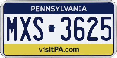 PA license plate MXS3625